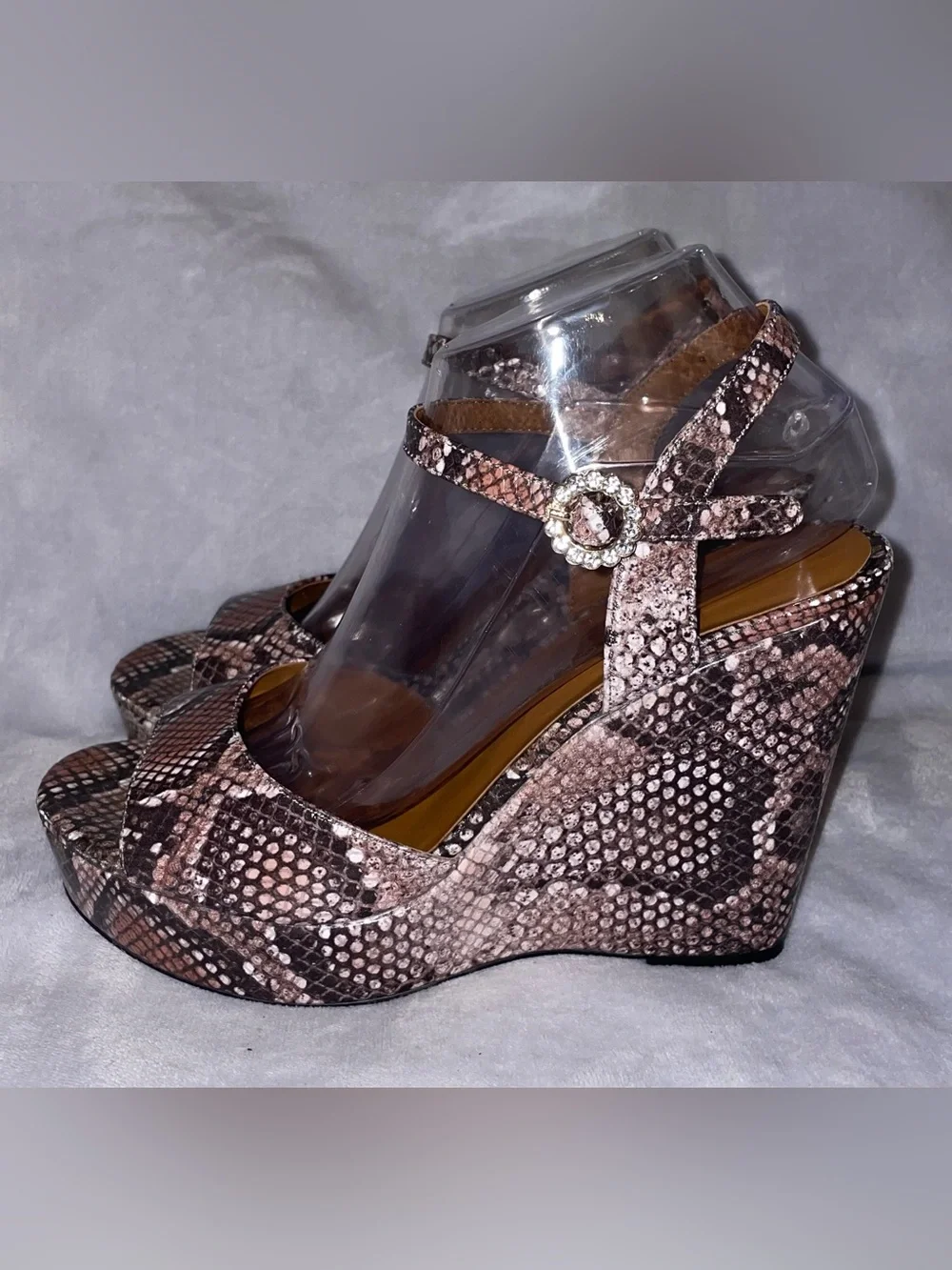 Kurt Geiger London Women Size 41 / US 10 Snake Platform Wedge Sandals Rhinestone