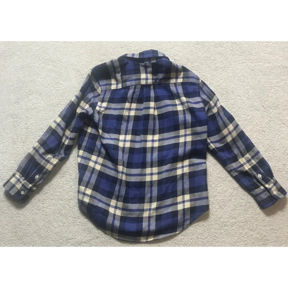 Ralph‎ Lauren Flannel Shirt Plaid Long Sleeve Button Down Blue Size 6