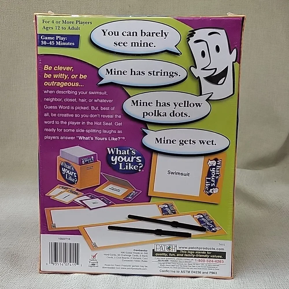 Whats Yours Like? Family Party Adult Card Game~Tell It Like It Is~Fun Humor~New!