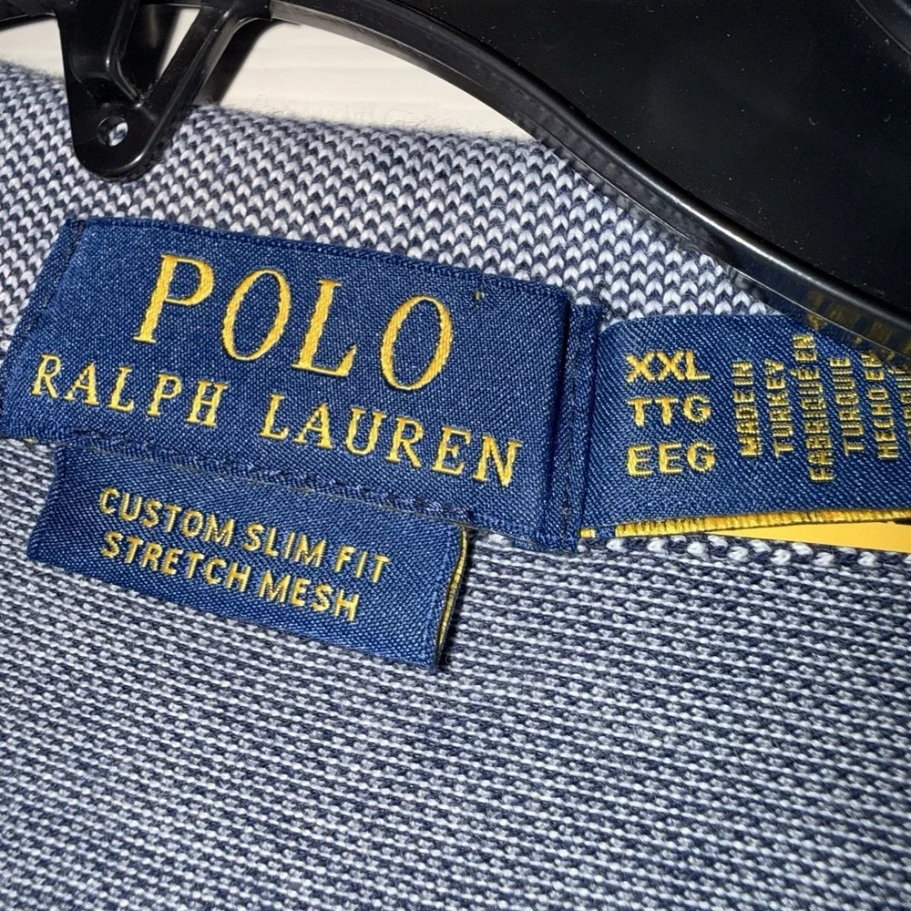 Polo Ralph Lauren XXL Custom Slim Fit Gray Men's Polo Shirt Long Sleeve Stretch