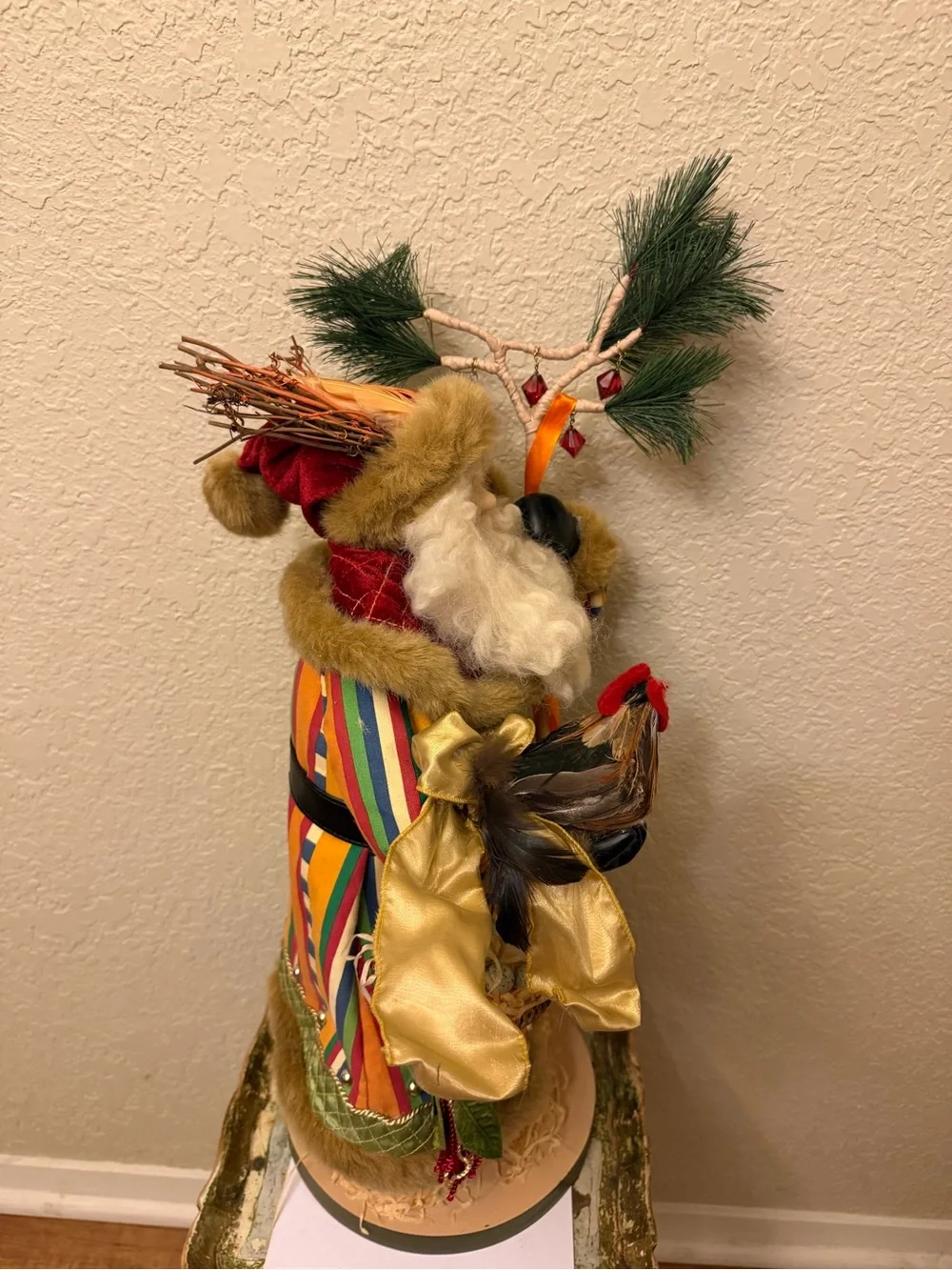 Vintage 1990s Neiman Marcus 24 Inch Santa Figure Chicken Basket Eggs Christmas