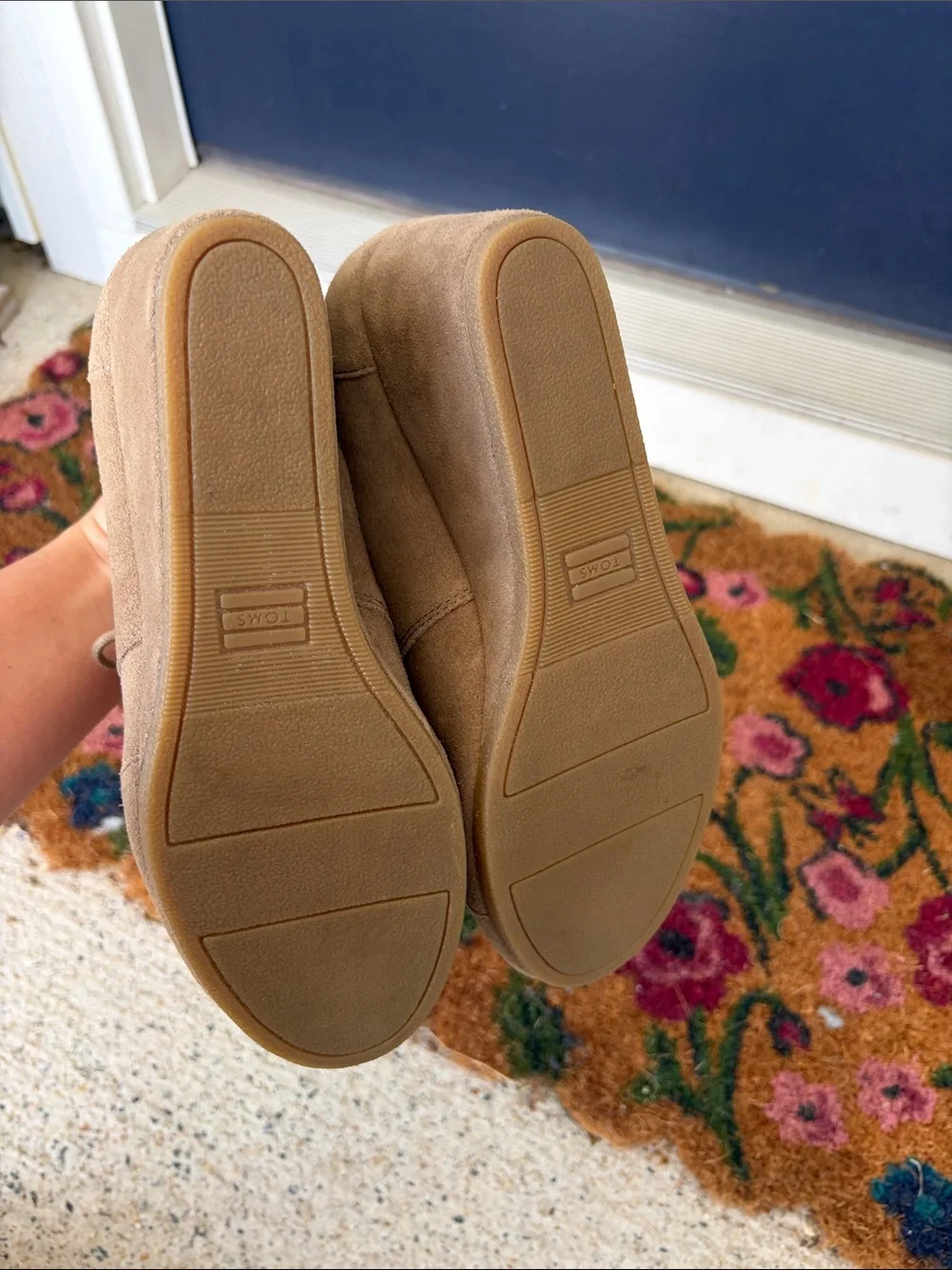 NWOT Toms Taupe Suede Desert Wedge Ankle Booties