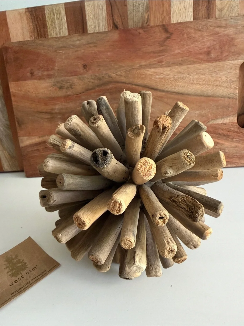 West Elm Weathered Wood Decorative Sphere Responsibly Harvested