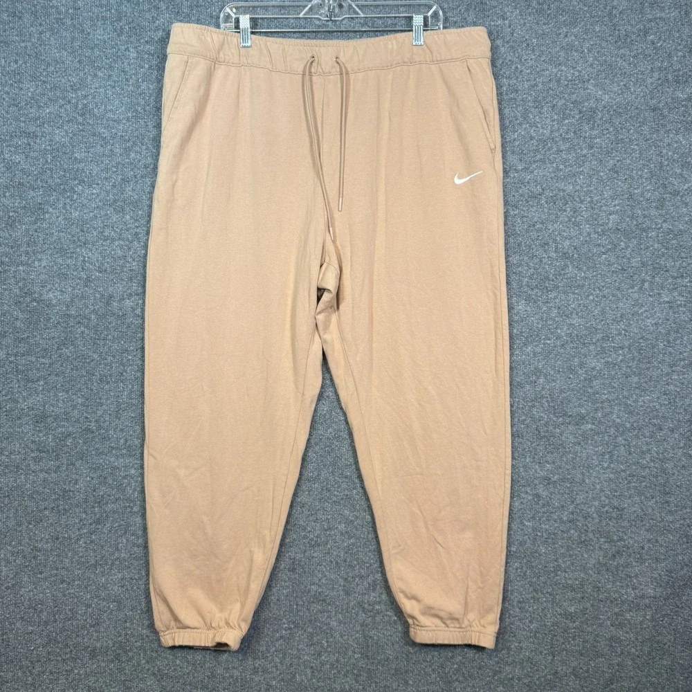 Nike Pants Womens 2X XXL Tan Joggers Fleece Sweatpants Casual Stretch Plus‎ Size