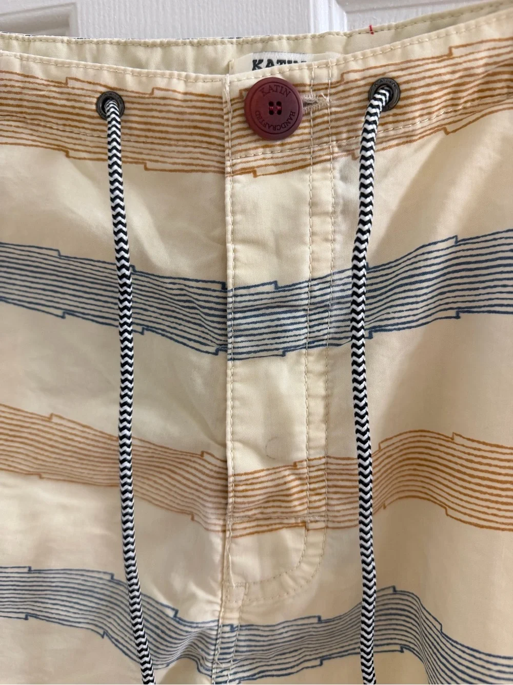 Katin Men's Yellow Striped Board Surf Shorts 36