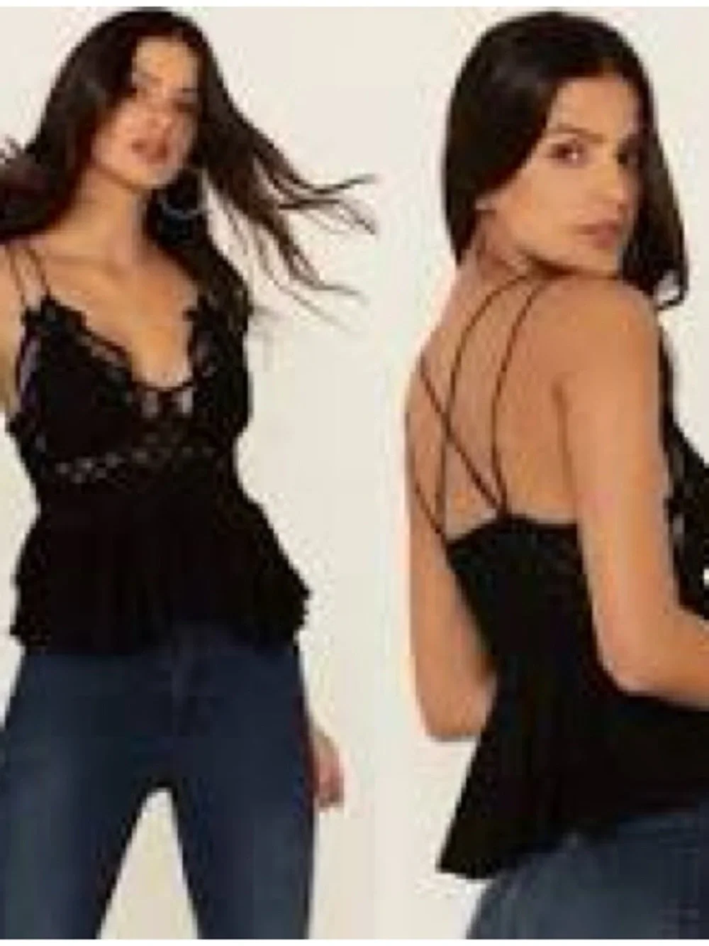 Free People black adella cami tank size medium