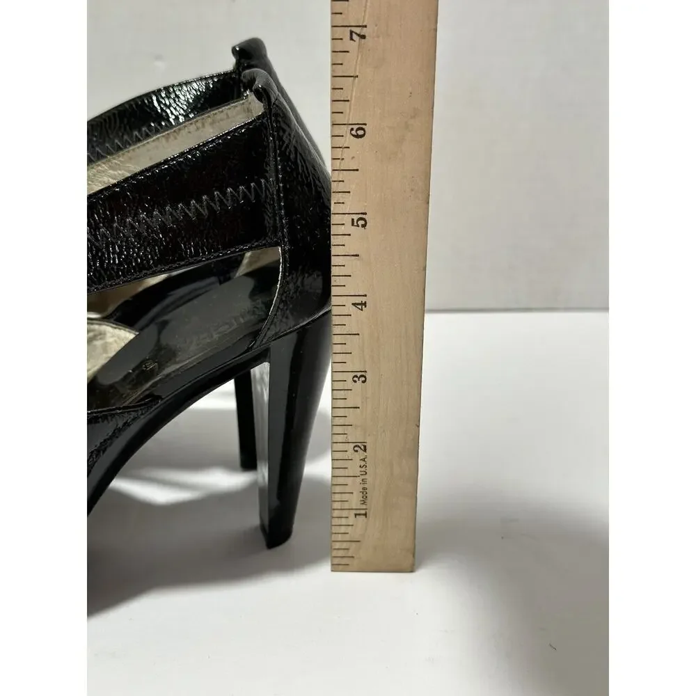 MICHAEL KORS Patent Leather Black Sz 7.5 M Women‎ Gladiator Stiletto Heels