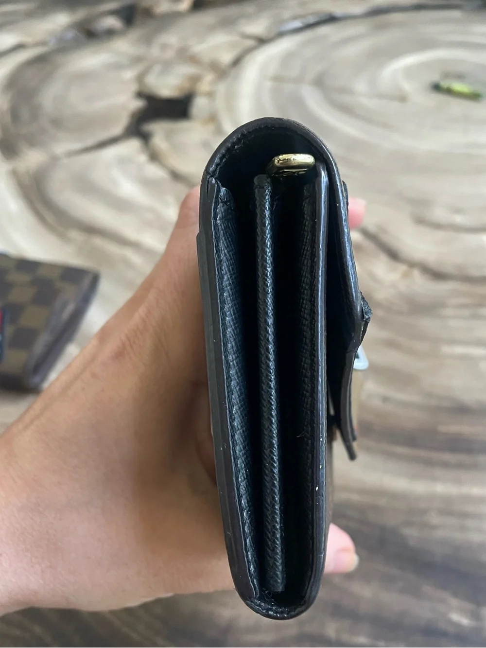 Louis Vuitton reverse monogram Sarah wallet custom patch repair