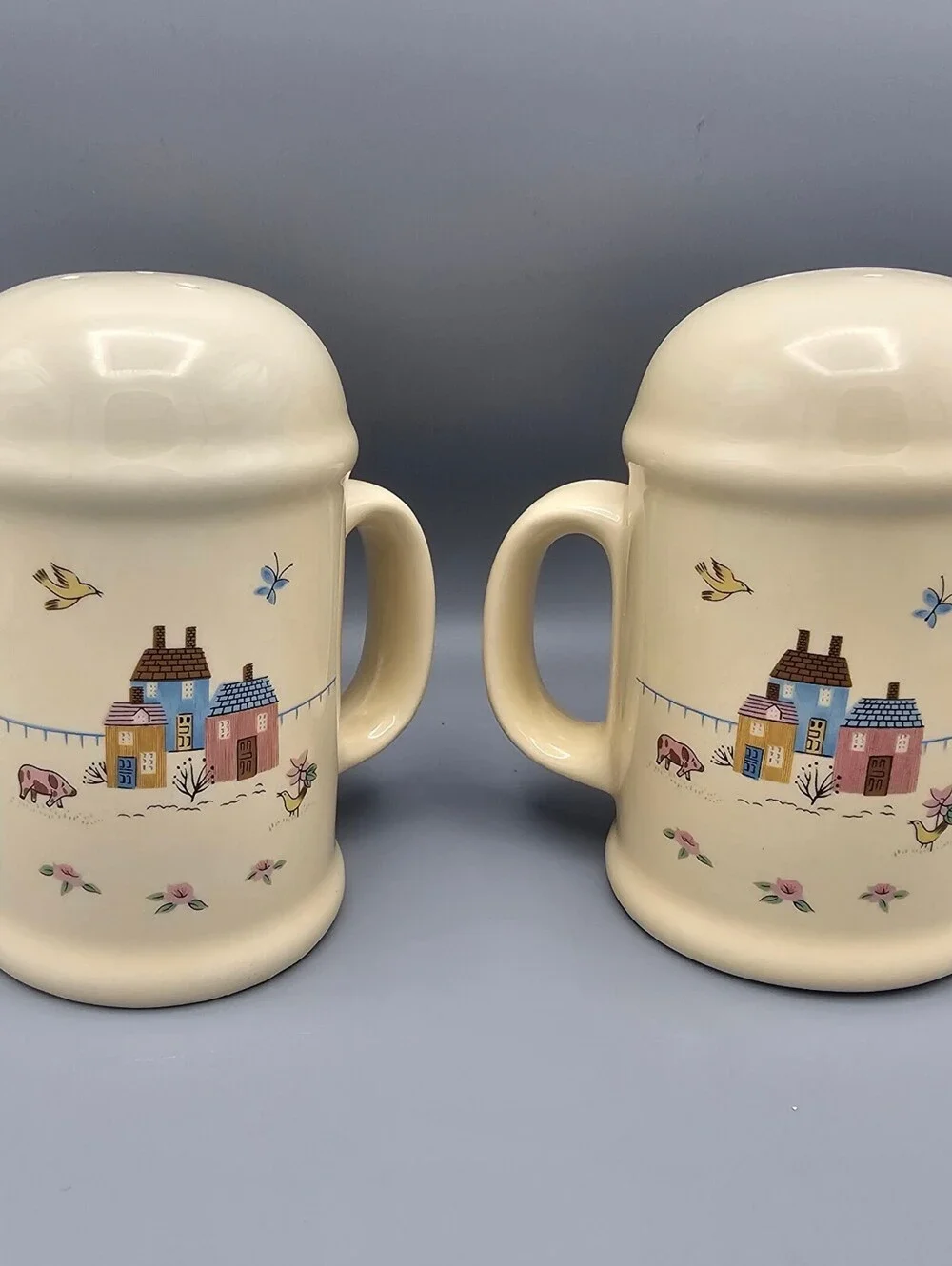Vintage Ceramic Salt and Pepper Shakers with Cottage Design