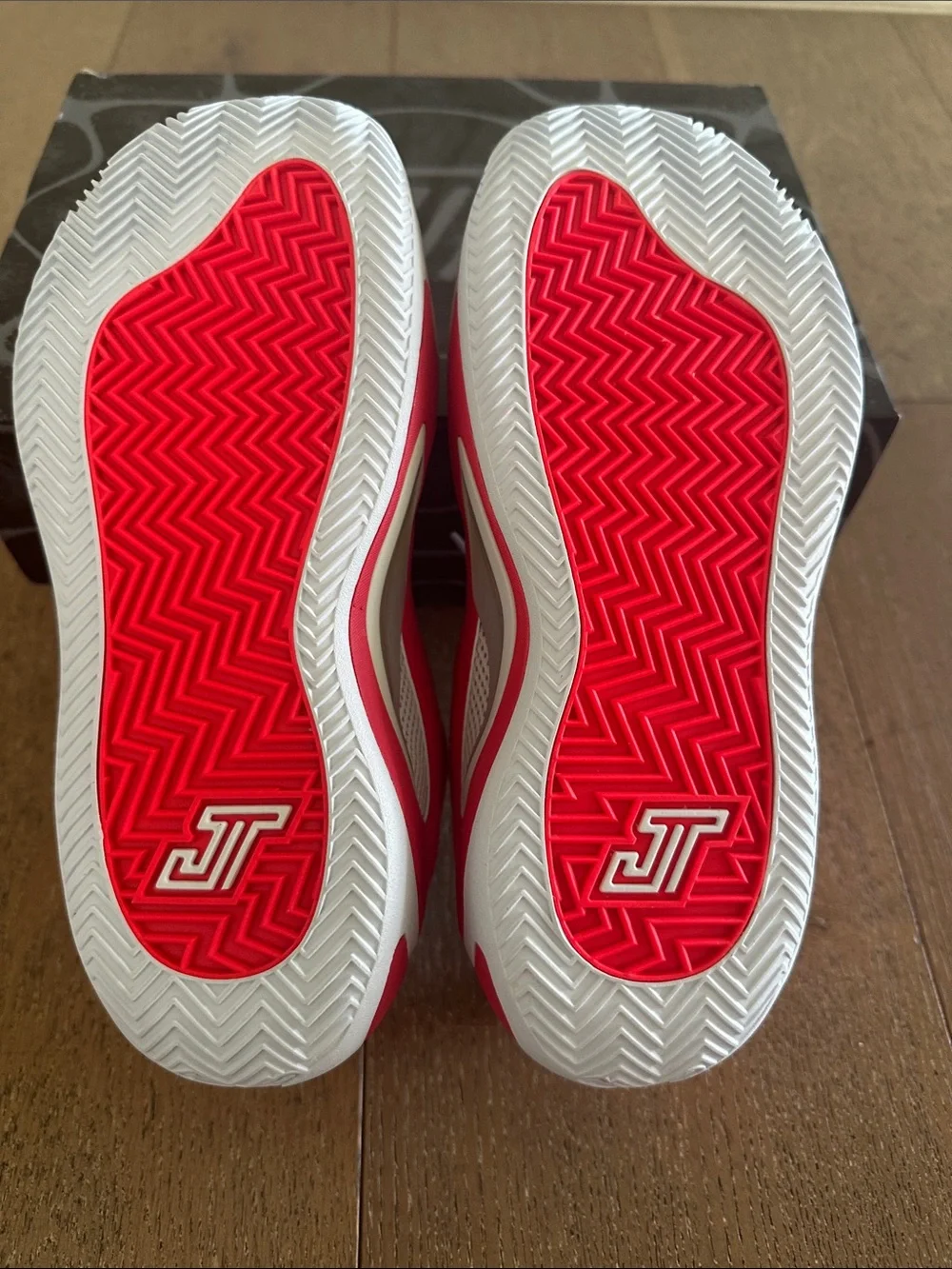 Jordan Tatum siren red Nike Sneakers with metallic silver logo