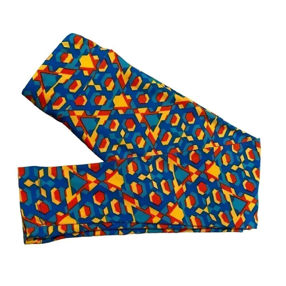 0661 LulaRoe Kids Leggings S/M Triangles and Circles Print Green and Beige New