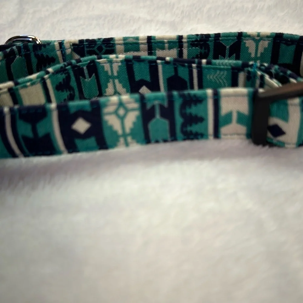 Puddle Jumper Pups Aztec Teal Green Print Collar Small Dog NWOT