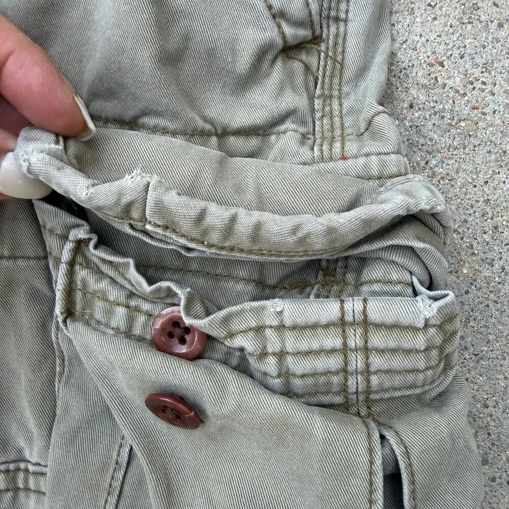 Y2K Polo Ralph Lauren Khaki Tan Olive Paratrooper Cargo Shorts Size 34