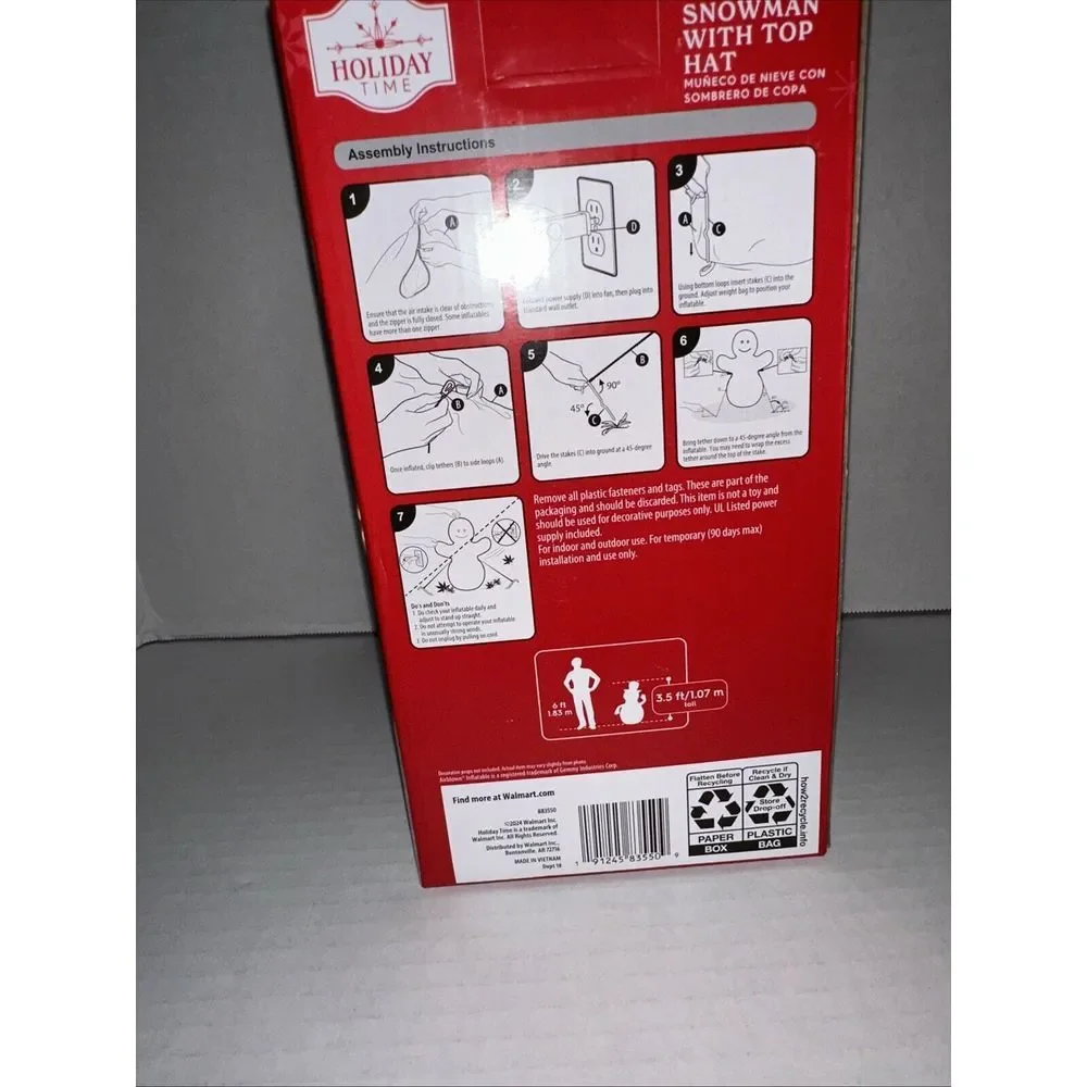 HOLIDAY TIME 3.5‎ FT TALL SNOWMAN AIRBLOWN INFLATABLE OUTDOOR INDOOR