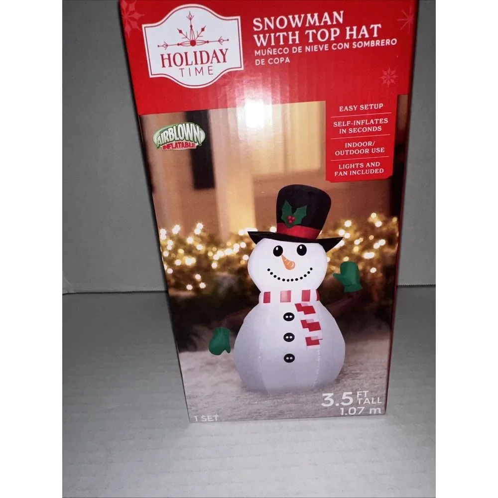 HOLIDAY TIME 3.5‎ FT TALL SNOWMAN AIRBLOWN INFLATABLE OUTDOOR INDOOR