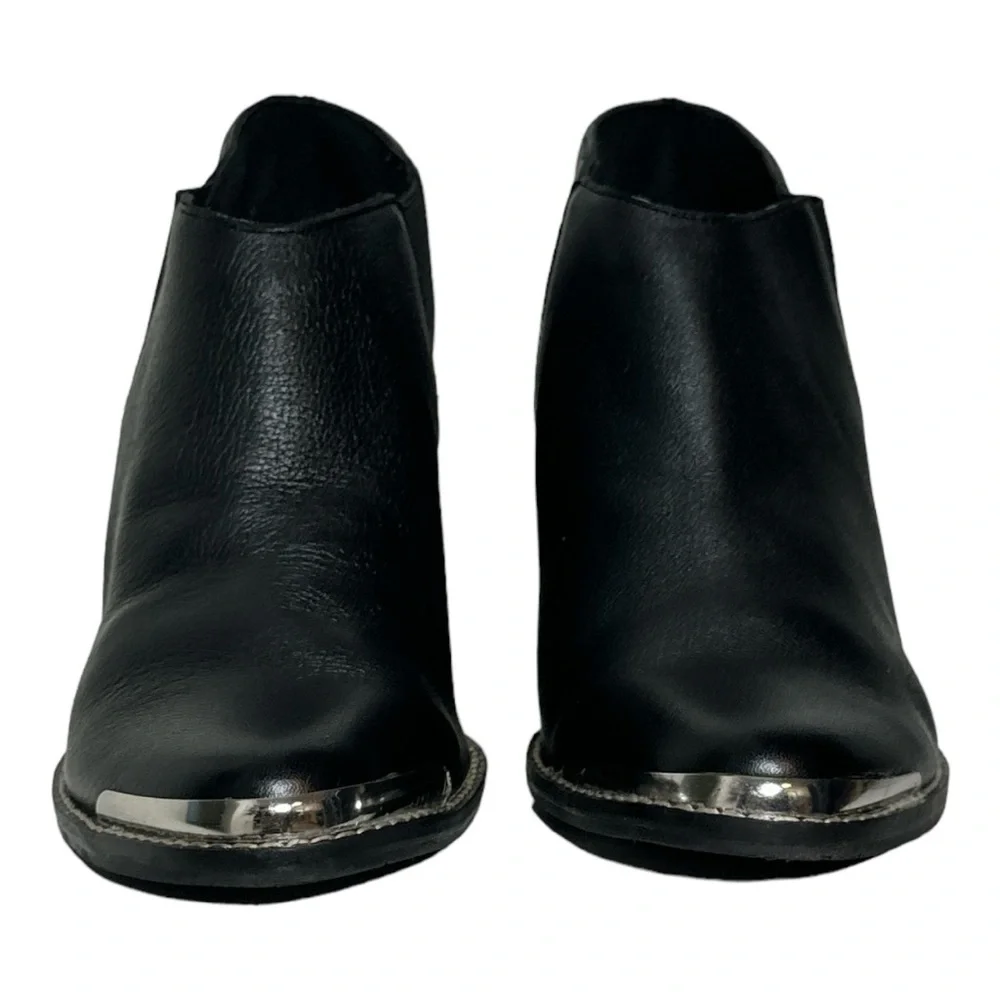 DOLCE VITA CARLIN BLACK LEATHER METAL TOE WESTERN CHELSEA ANKLE BOOTS SIZE 10