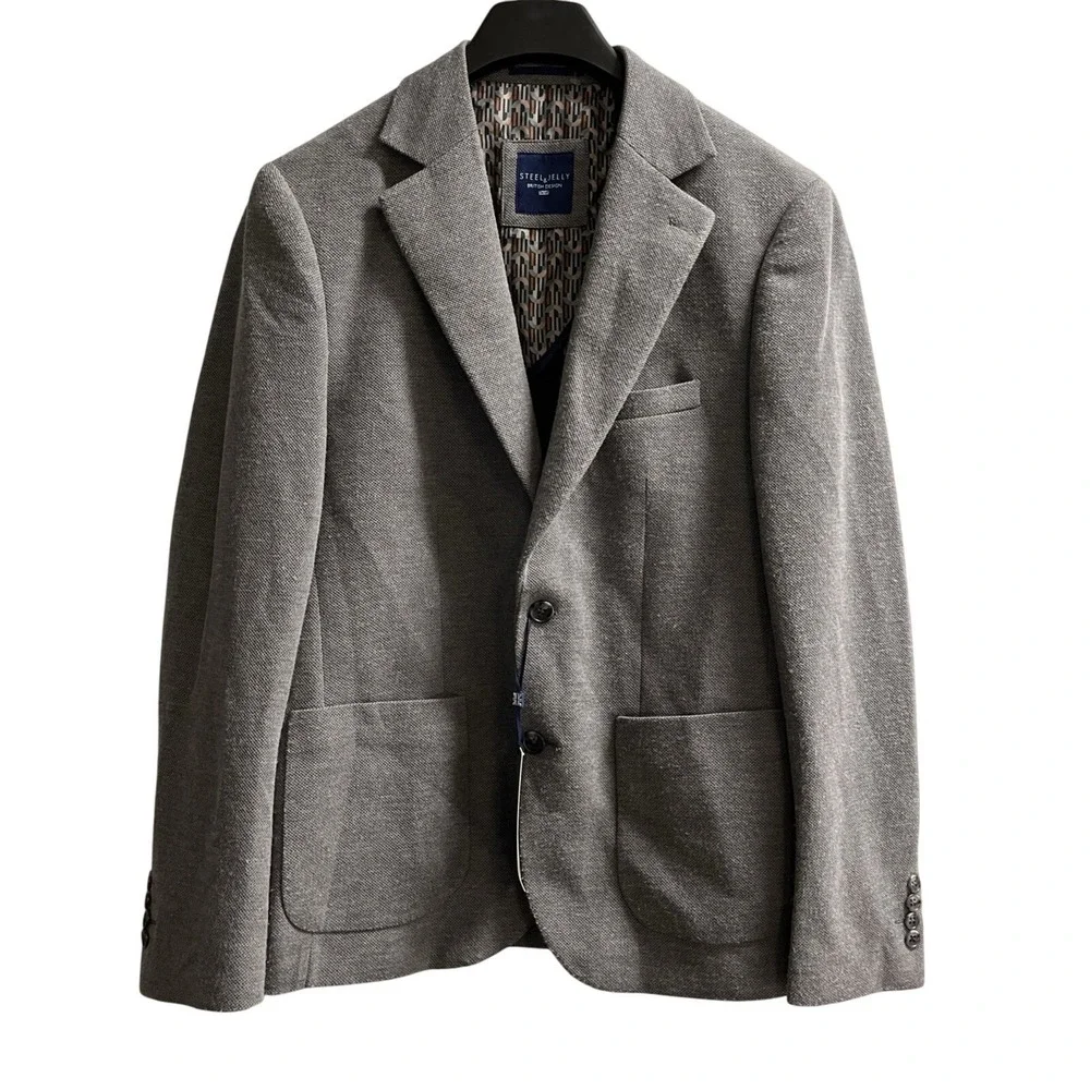 Steel & Jelly Blazer Mens US 40 Gray Textured Sports Coat Jacket‎ Office Career