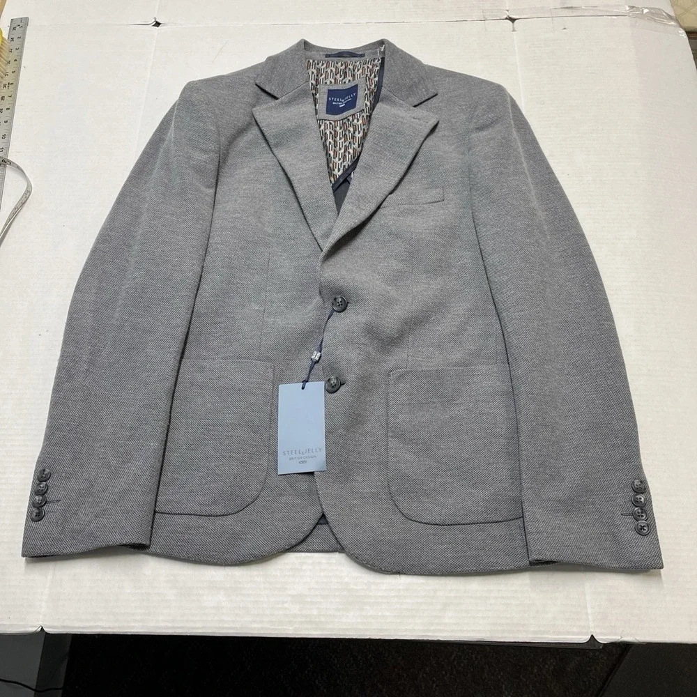 Steel & Jelly Blazer Mens US 40 Gray Textured Sports Coat Jacket‎ Office Career