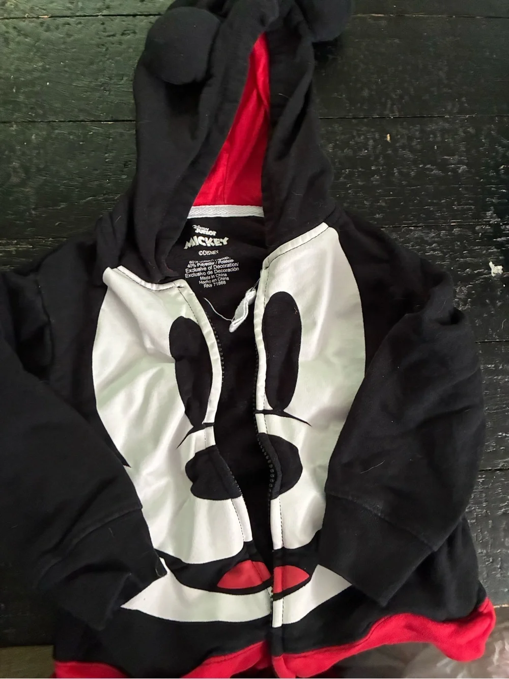 Disney Black, White & Red Mickey Hooded Jacket