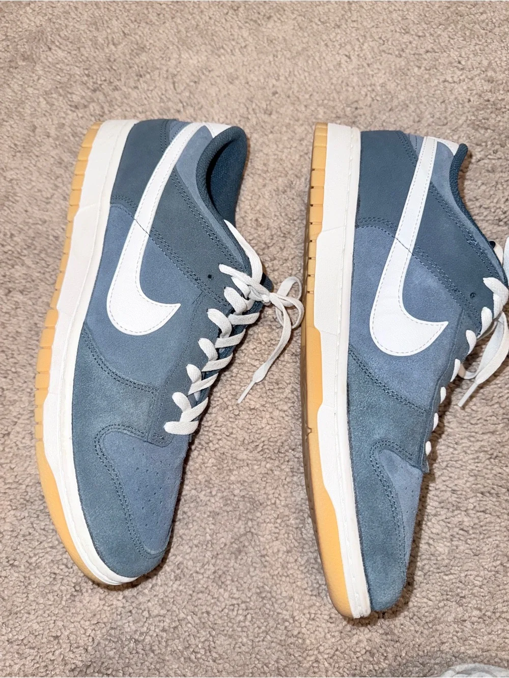 Nike Men’s Slate Blue Suede Low-Top Sneakers with White Swoosh