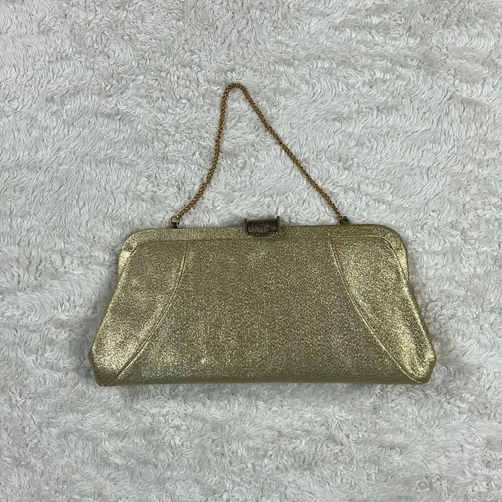 Vintage gold chain strap handbag‎ clutch purse