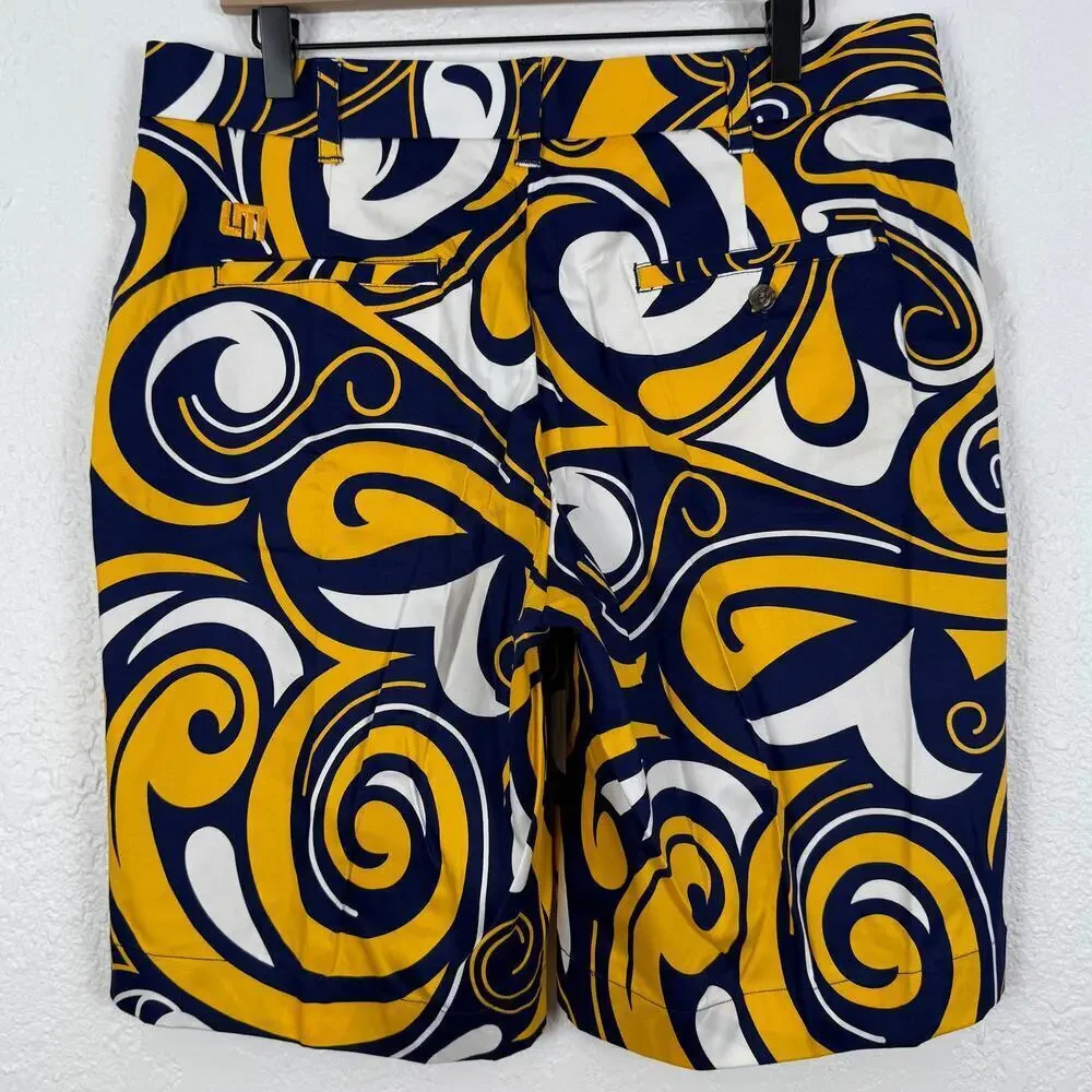 LoudMouth Men's Golf Shorts Blue Gold Splash NWT Size 34