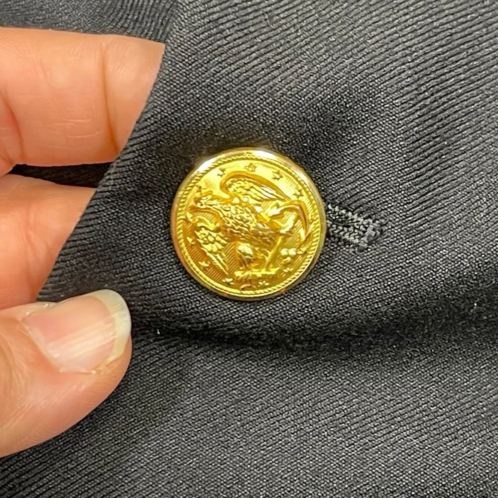 Vintage S. Davis Clothing 40R Black Suit Double Breasted Naval Officer Military