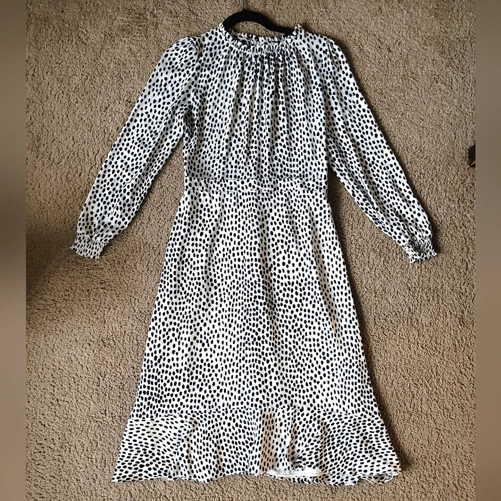 J. Crew Factory Ruffle Neck Peasant Midi Dress