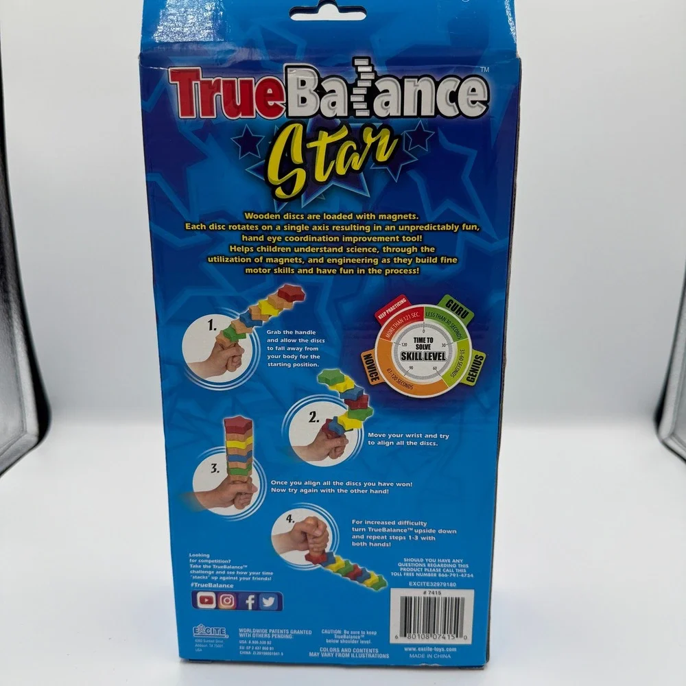 TrueBalance Star Stackable Wooden Coordination STEM Game Ages 8+ Excite Toy