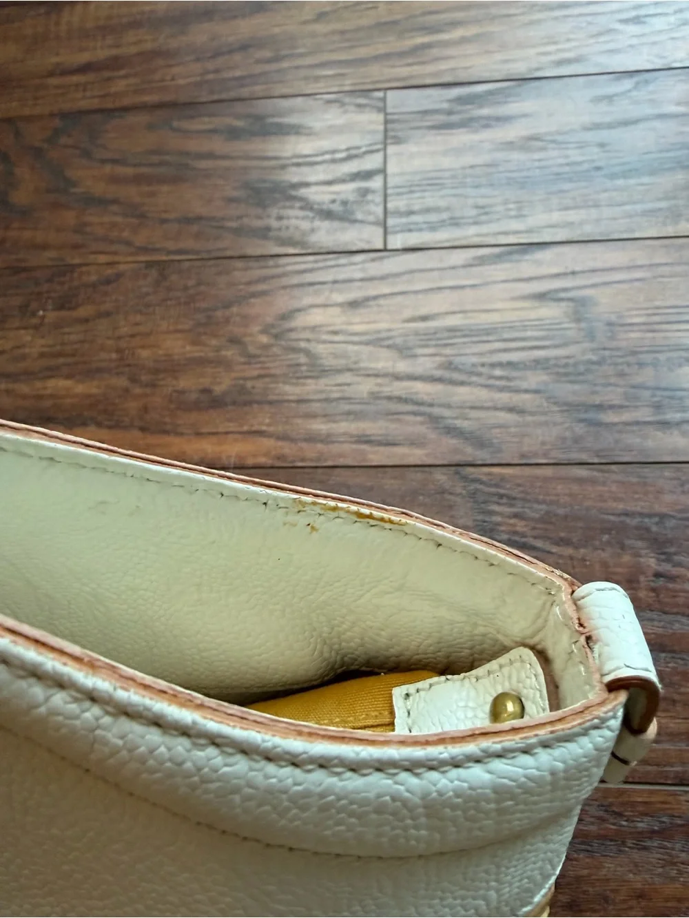 Brahmin White Leather and Natural Woven Tote