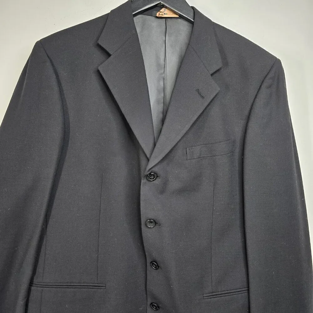 Vintage Givenchy Monsieur USA Virgin Wool Stone Black Blazer Suit Sport Coat
