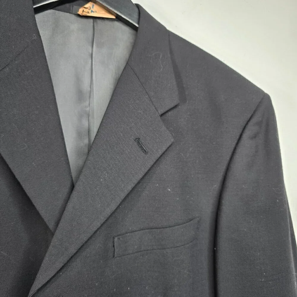 Vintage Givenchy Monsieur USA Virgin Wool Stone Black Blazer Suit Sport Coat