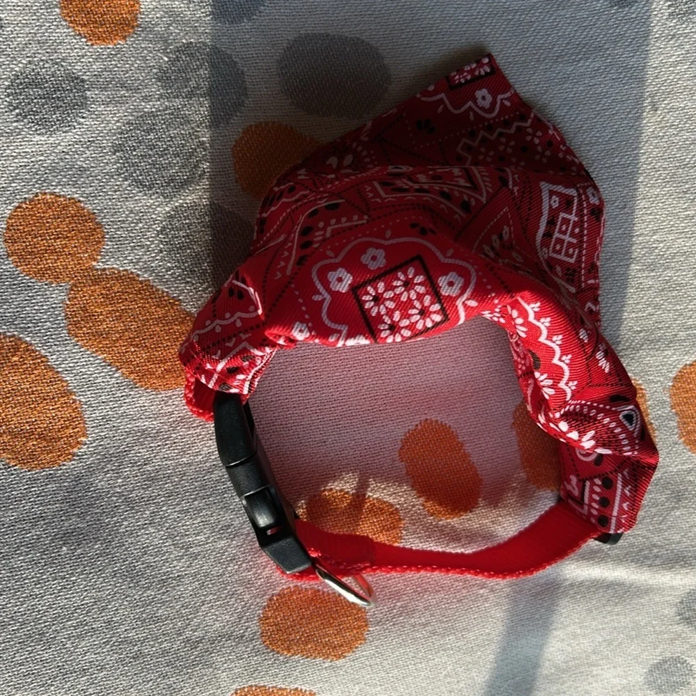 Red Bandana Red Dog Collar Adjustable Custom Made for Dog Leashes.