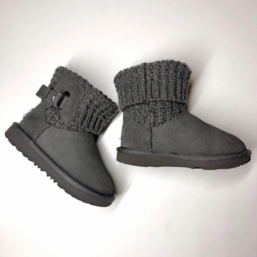 UGG Australia Kids Classic Solene Mini  Boots  Gray Size- 9