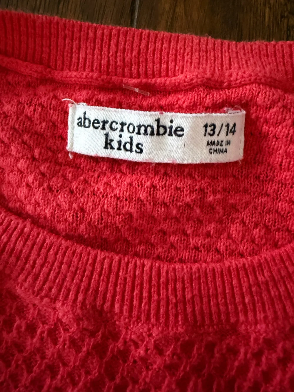 abercrombie kids red textured knit top