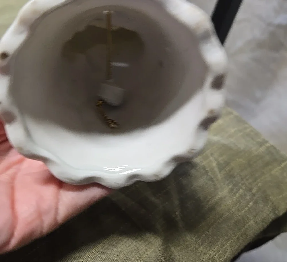 Vintage Rare White Unicorn Porcelain Bell With Gold Accent