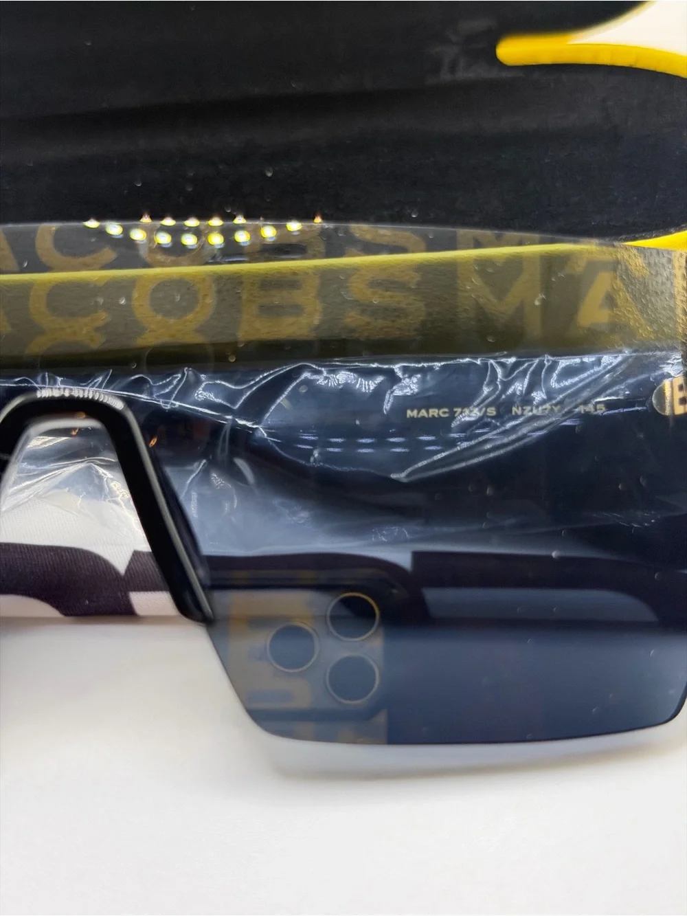 Marc Jacobs Black Shield Sunglasses with Yellow Case