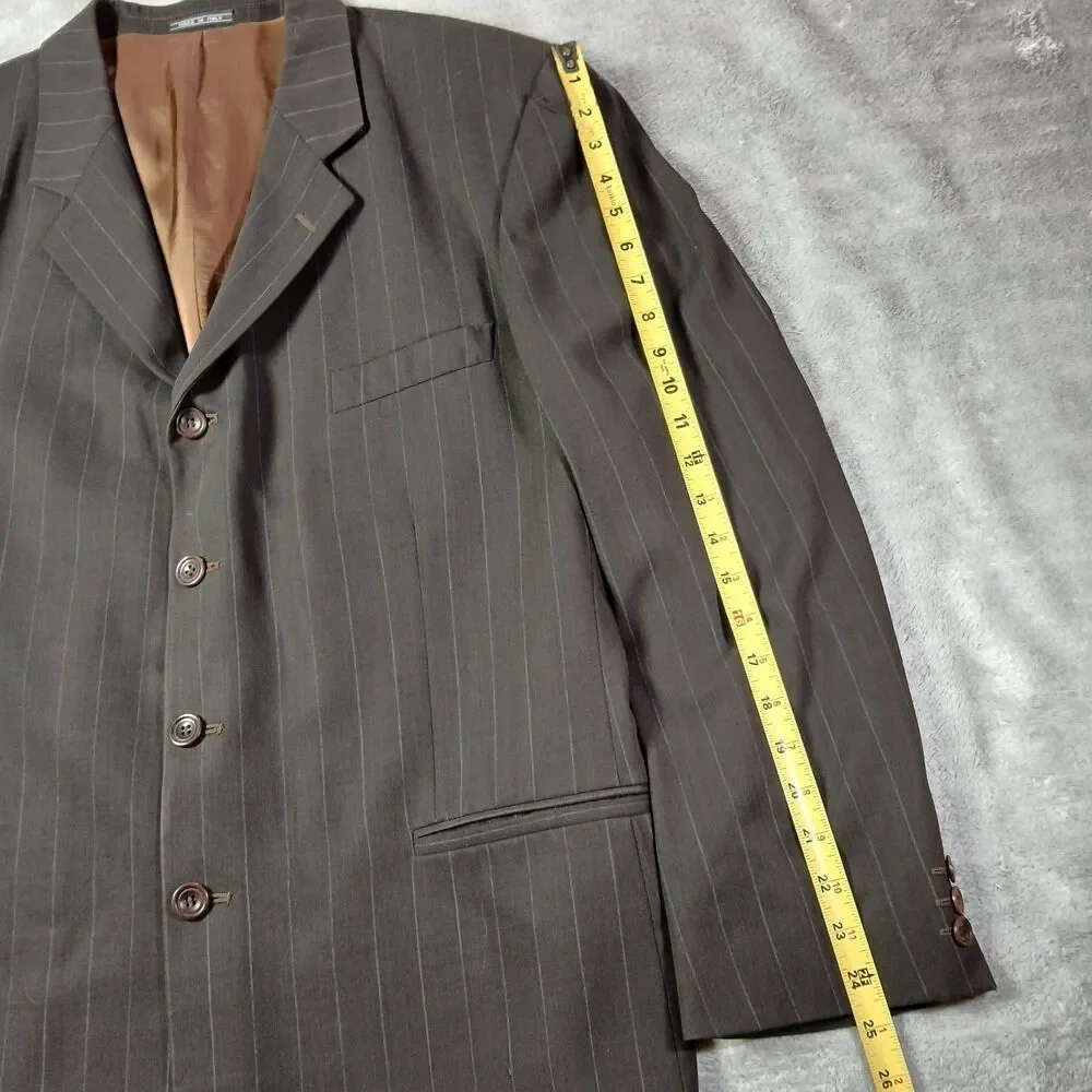 Collezioni LUomo Mens 42R 56R Brown Stripe Zegna 100s Wool Blazer Coat Old Money