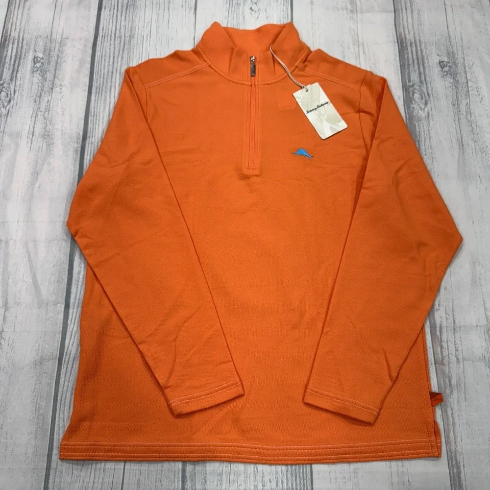 NWT Tommy Bahama Island Zone 1/2 Zip Emfielder 2.0 Sweater Small Supima Golf Men