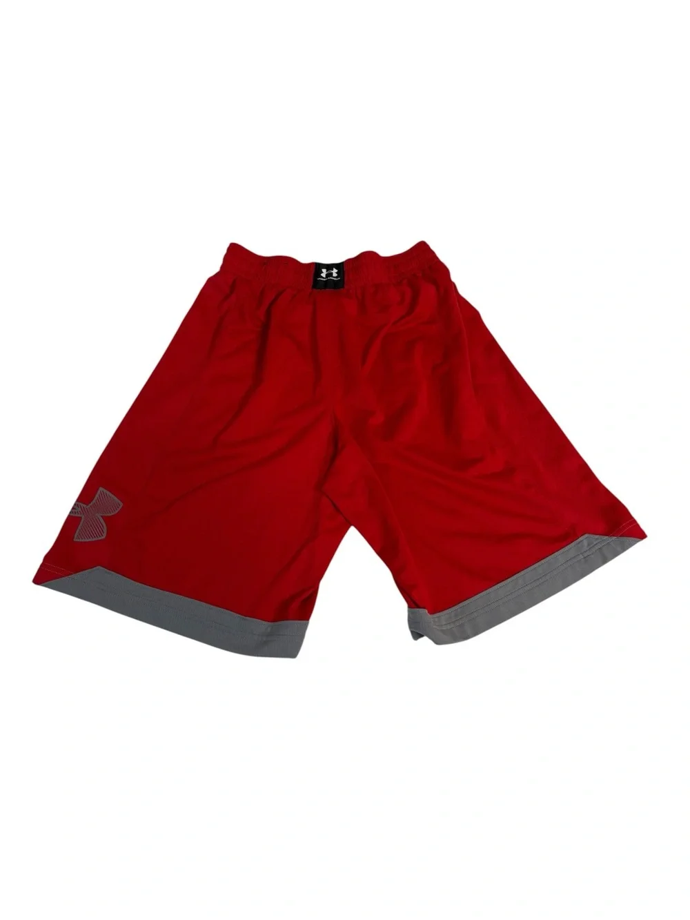 Under Armour Men’s Elastic Waist Basketball Shorts Red and Gray M