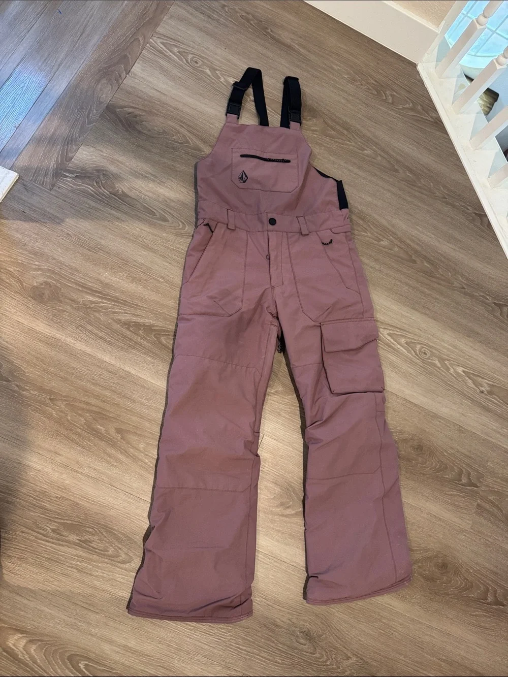 Girls Volcom Rosewood Mauve Snow Bib Overalls YOUTH BARKLEY INSULATED Large/12Y