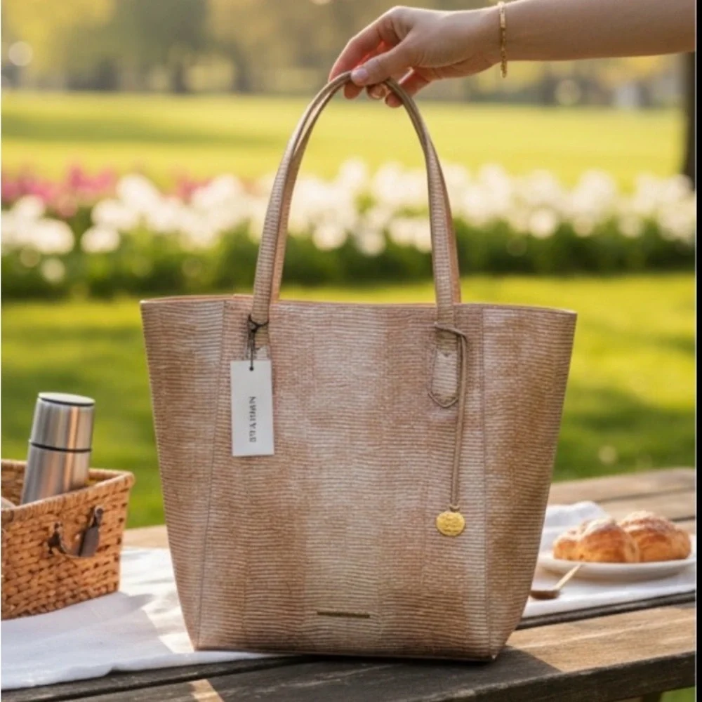 Brahmin Jayden Gold Genuine Leather Tote NWT