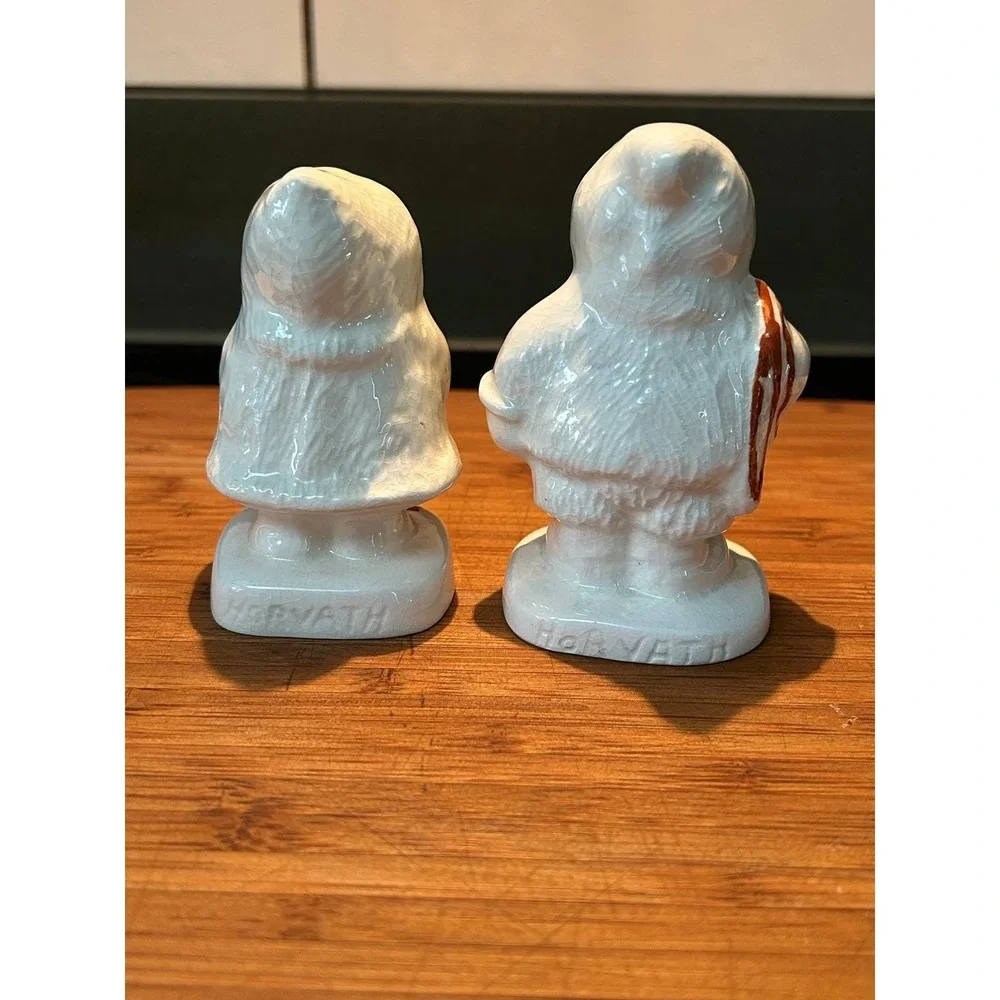 Vintage Horvath Eskimo Inuit Salt and Pepper Shakers Oil City Pa Souvenir White