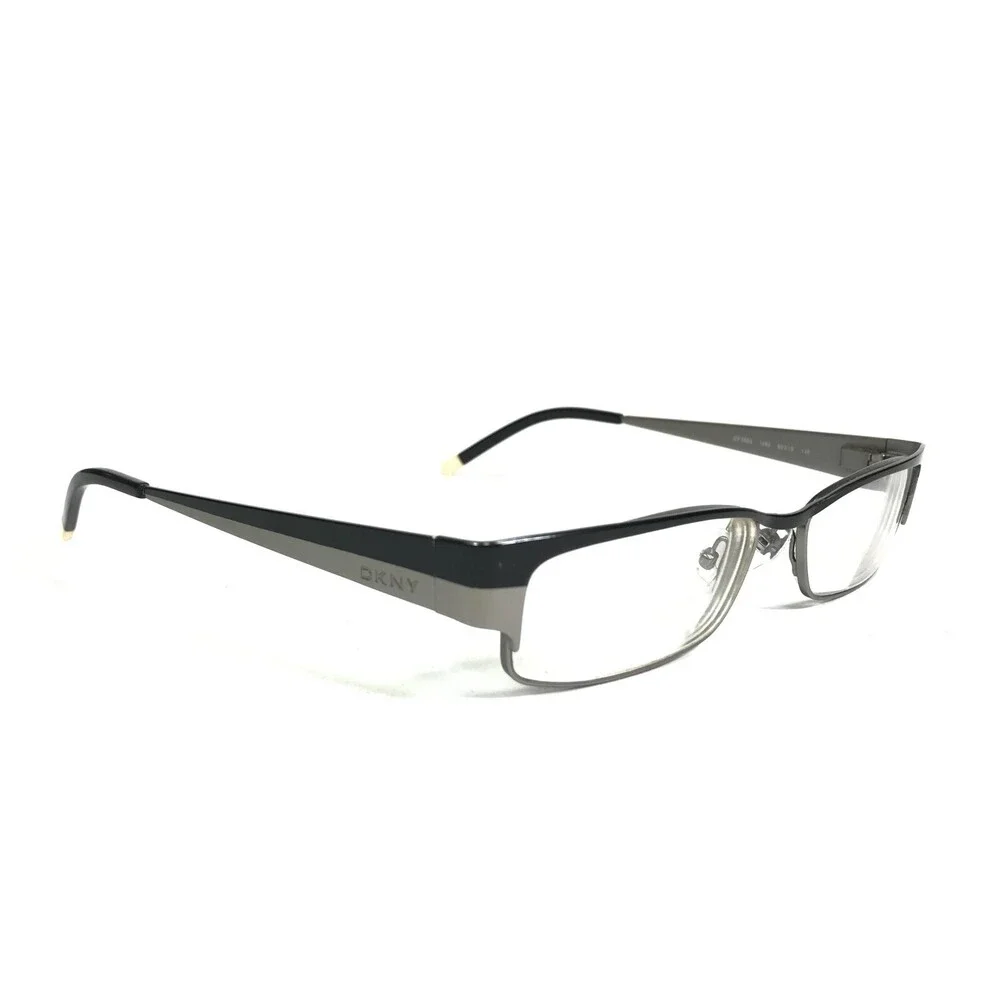 DKNY Eyeglasses Frames DY5553 1080 Black Silver Rectangular Full Rim 50-15-135
