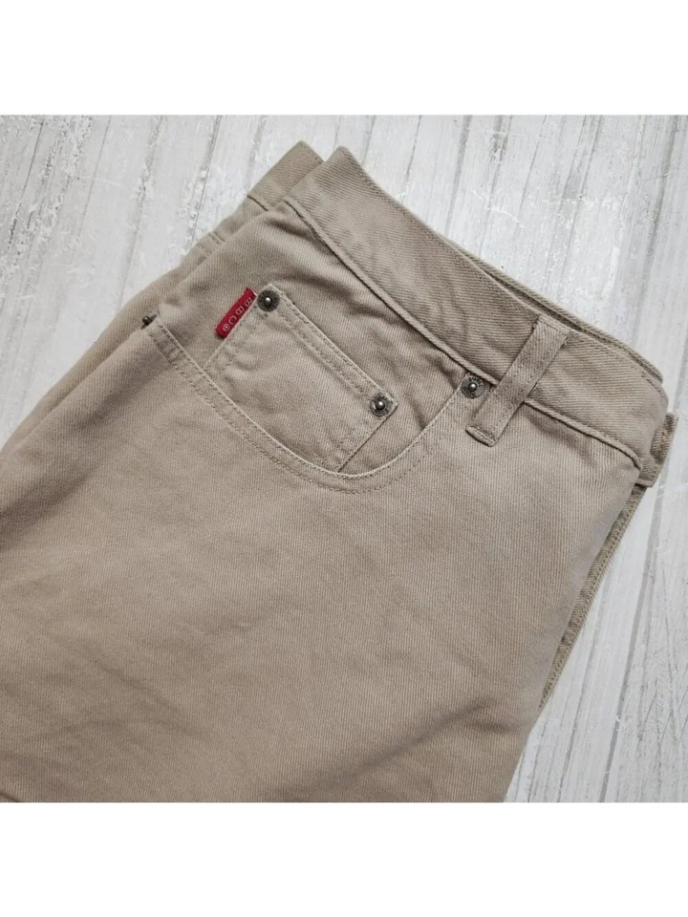 Vintage Mens Bugle Boy Jeans 750 Beige Denim Shorts Size 36