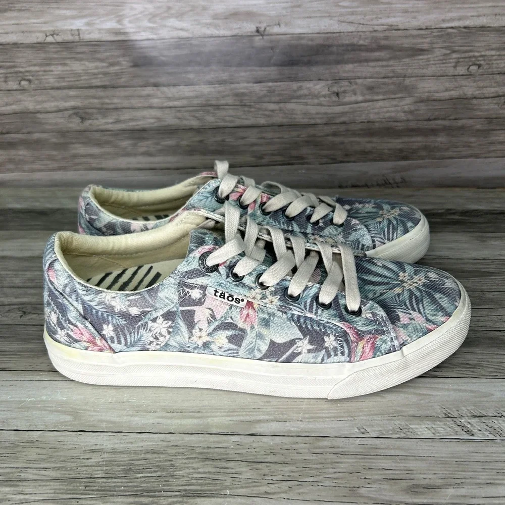 Taos Plim Soul Canvas Sneakers Low Top Floral Comfort Shoes Lace up Womens 9