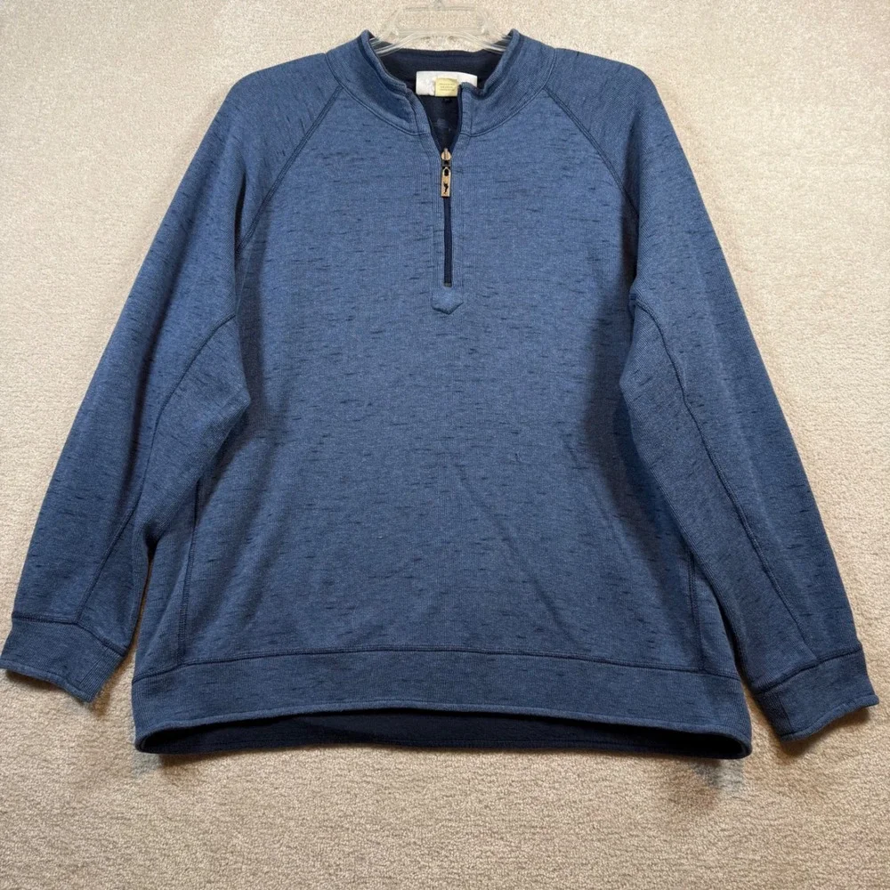 Tommy Bahama‎ Reversible Quarter Zip Mens XXL Blue Space Dye Pullover Sweatshirt