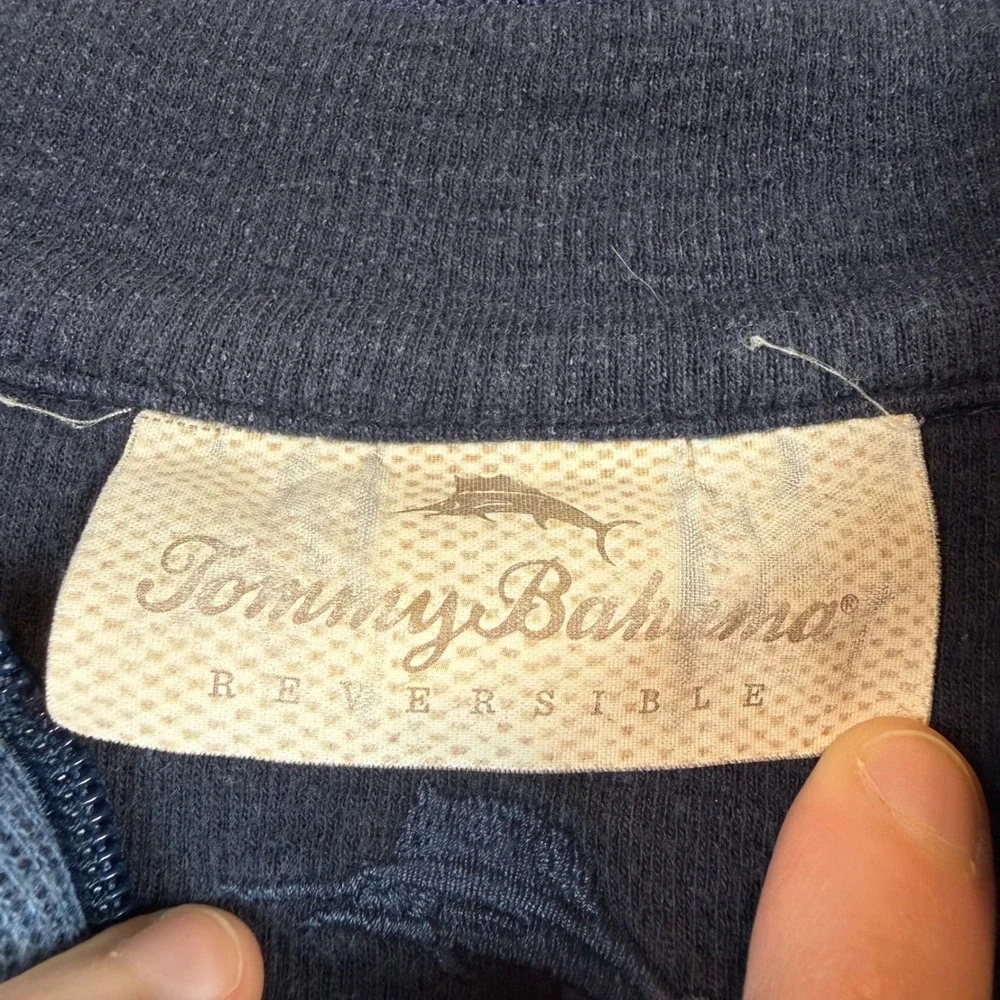 Tommy Bahama‎ Reversible Quarter Zip Mens XXL Blue Space Dye Pullover Sweatshirt