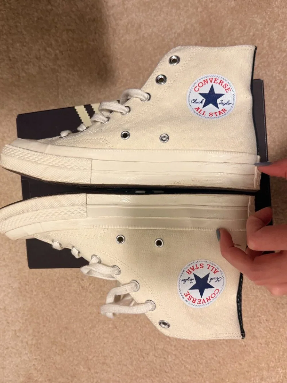 CDG PLAY x Converse Chuck Taylor Large Emblem High Top Sneakers Sz 7.5