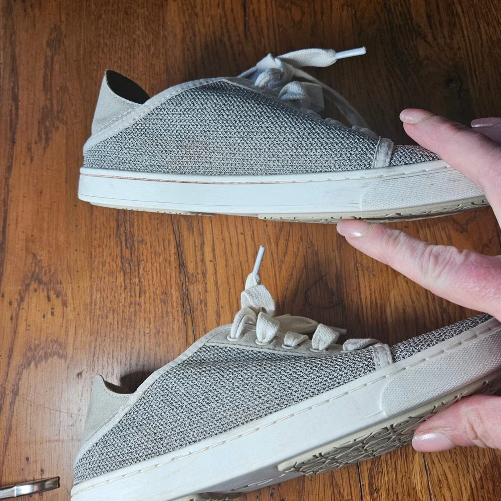 OluKai Pehuea Li‎ Womens 6 Grey Taupe Mesh Lace Up Sneakers 20379-2020